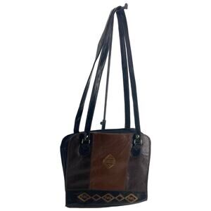 Vintage Florence women brown black zip/ snap closure hand bag should bag purse